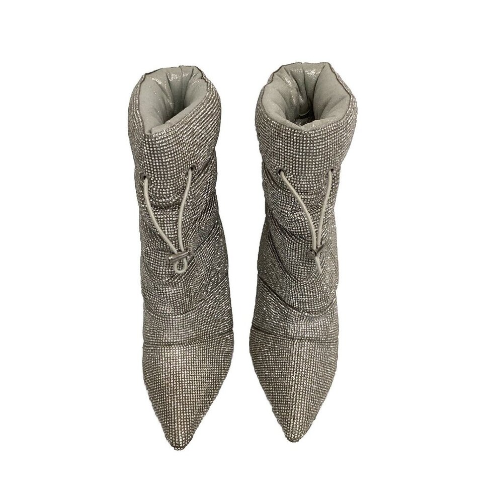 EUC Steve Madden Cloak Rhinestone Puffer Pointed Toe Boots WOMENS 10M *READ*
